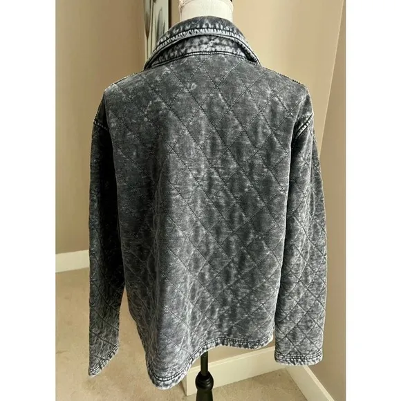 NWT Jane &amp; Delancey washed black quilted hoodie jacket size M