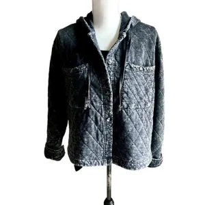 NWT Jane &amp; Delancey washed black quilted hoodie jacket size M