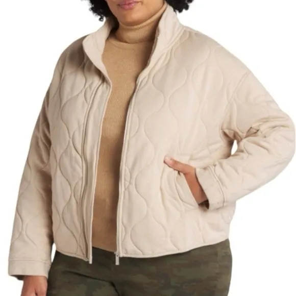 NWT Sanctuary Weekender Toasted Marshmallow Padded Quilted Full Zip Jacket 1X