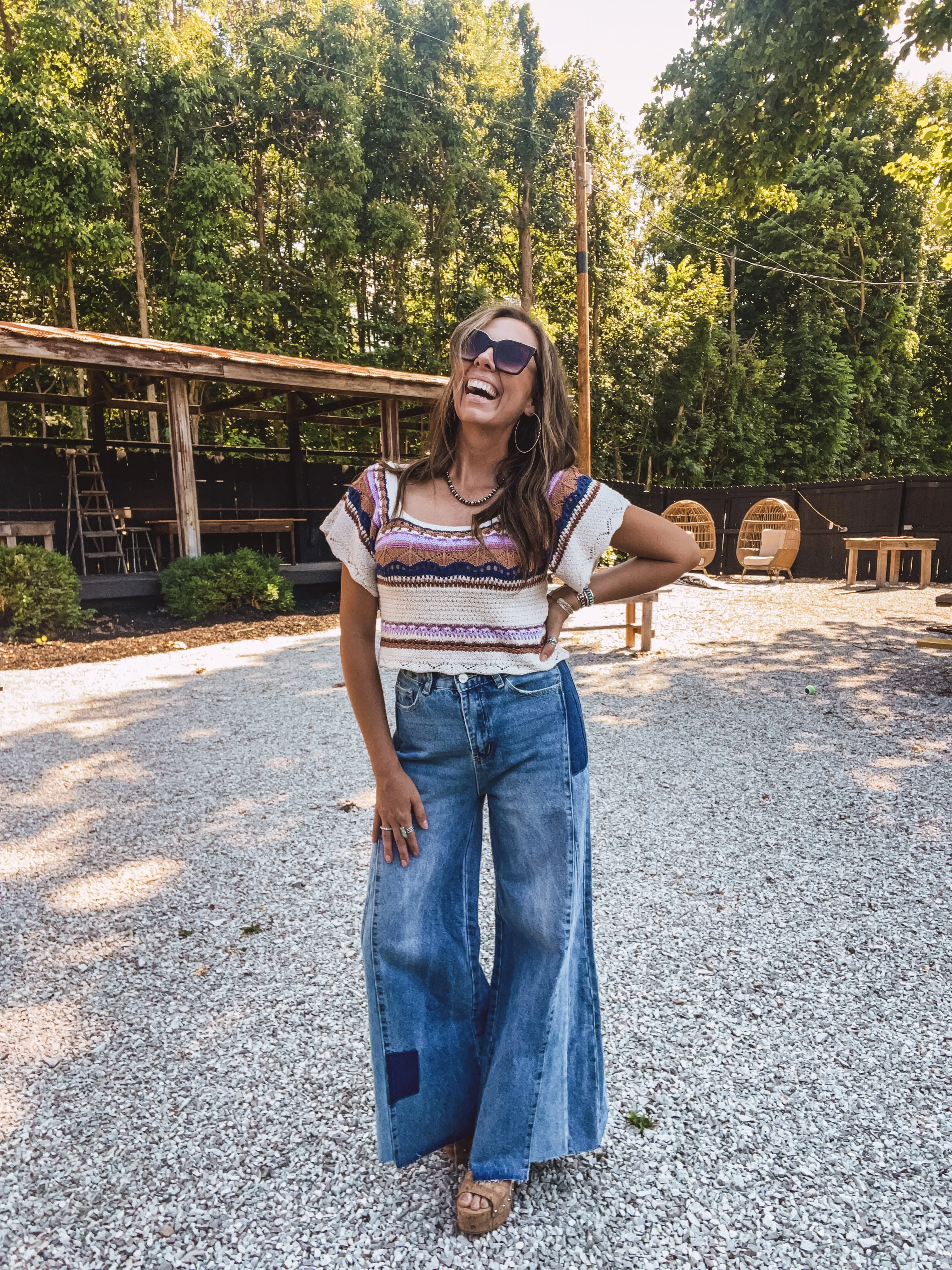 Oatmeal Crop Woven Flutter Top