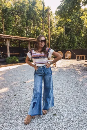 Oatmeal Crop Woven Flutter Top