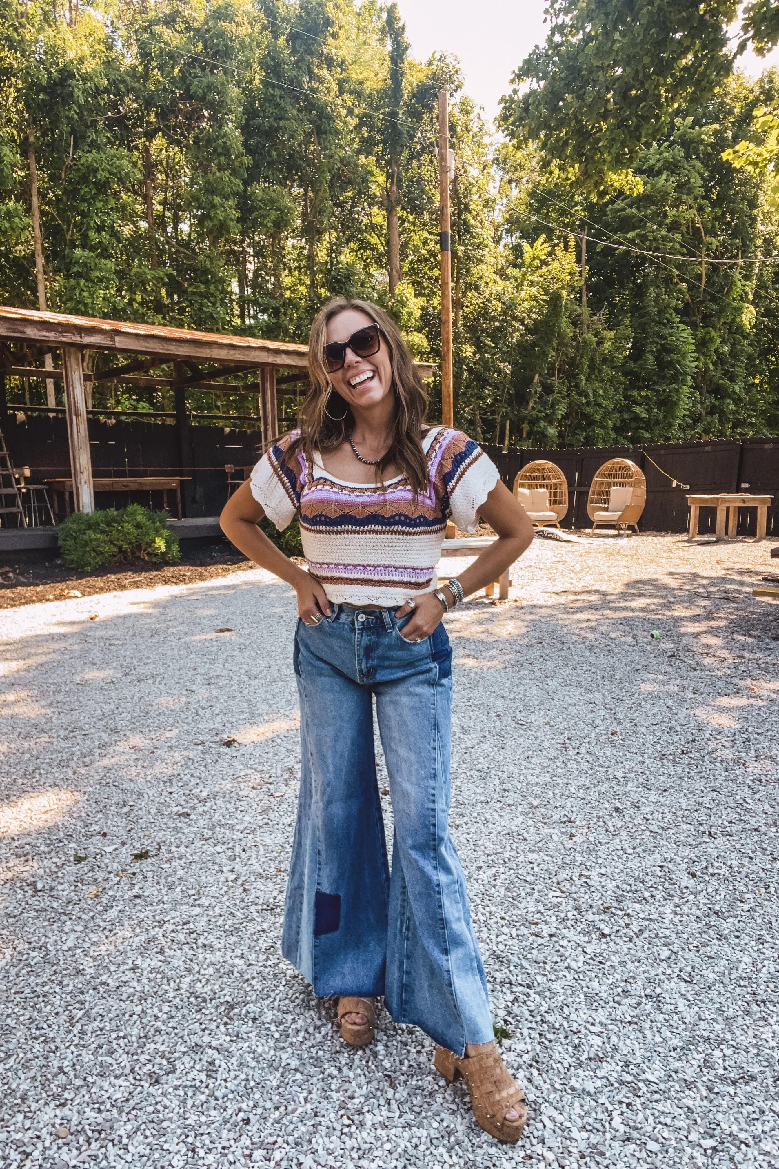 Oatmeal Crop Woven Flutter Top
