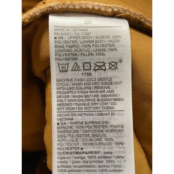 Old Navy Women's Size 3X Hooded Sherpa Quilted Hybrid Coat Golden Brown New