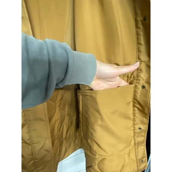 Old Navy Women's Size 3X Hooded Sherpa Quilted Hybrid Coat Golden Brown New