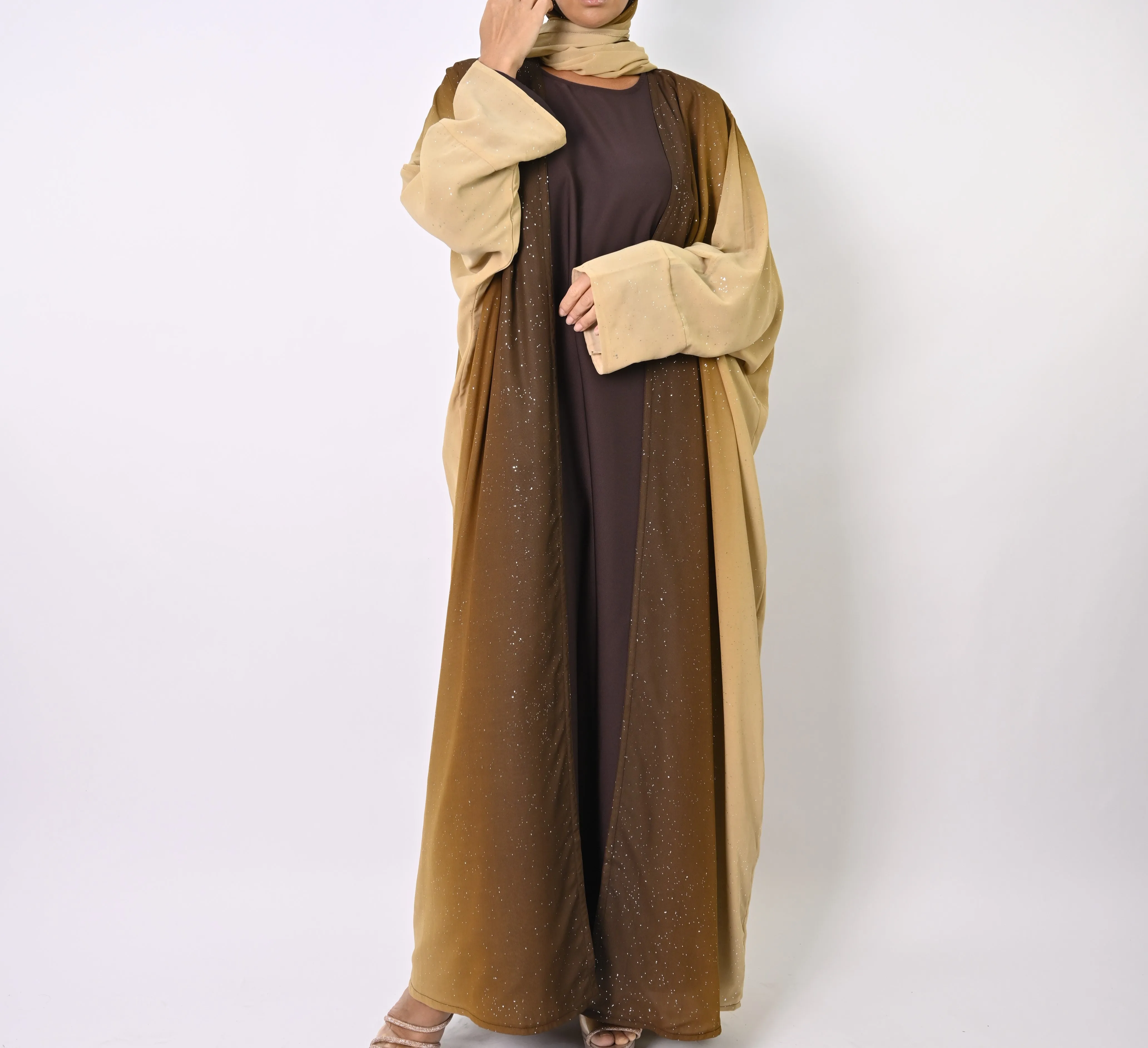 Ombre Caramel - Glitter Abaya Set