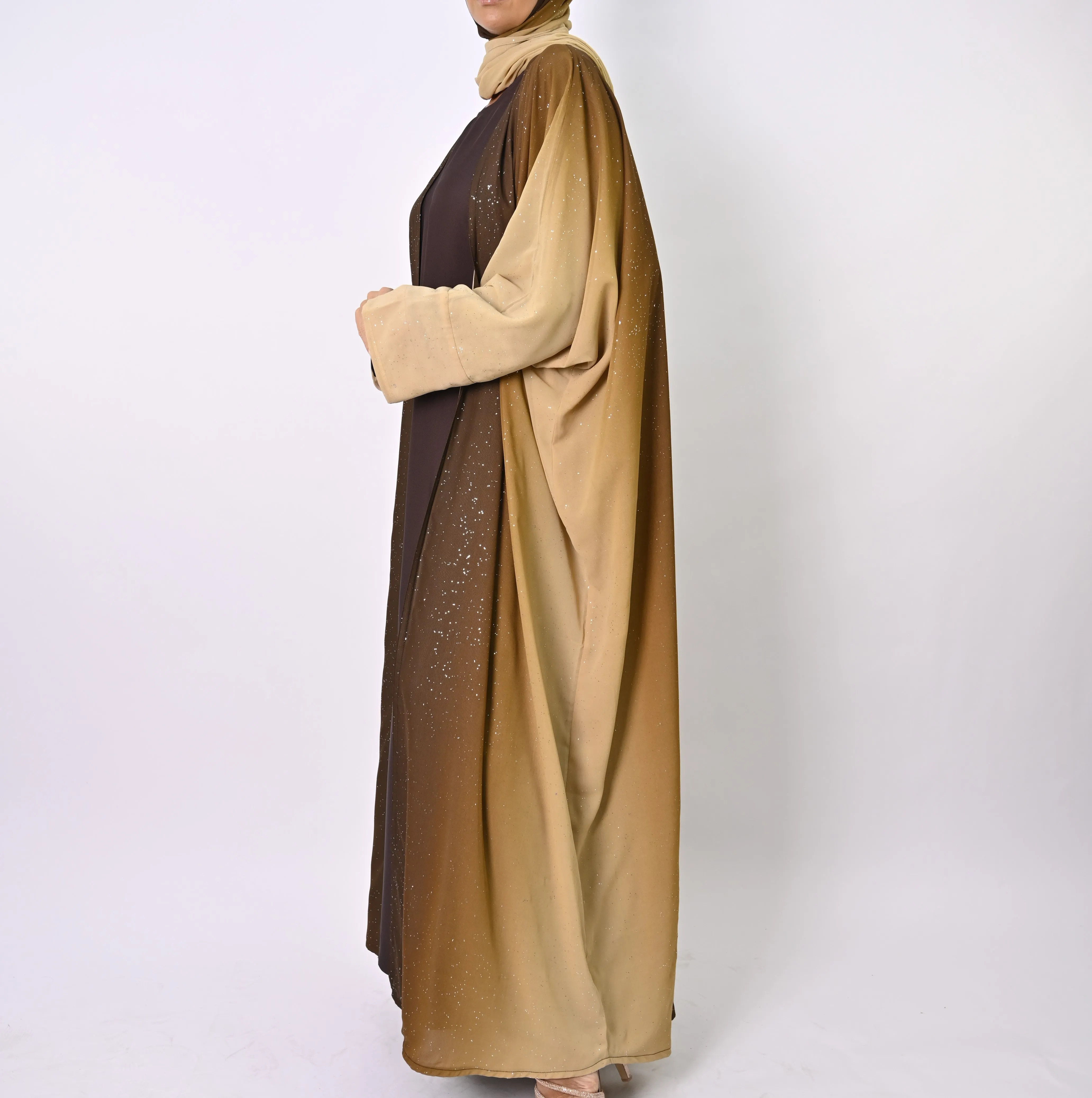 Ombre Caramel - Glitter Abaya Set