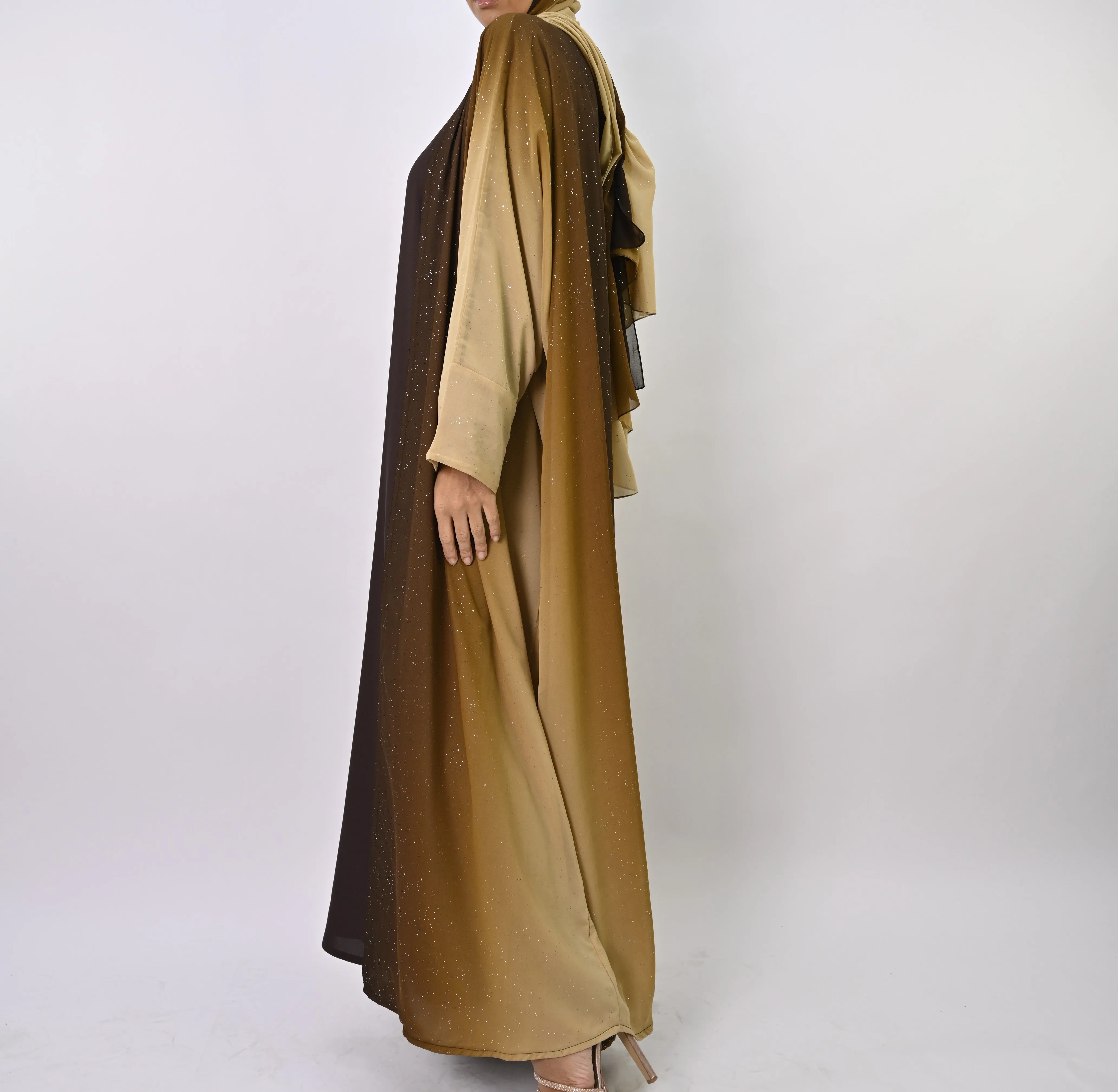 Ombre Caramel - Glitter Abaya Set
