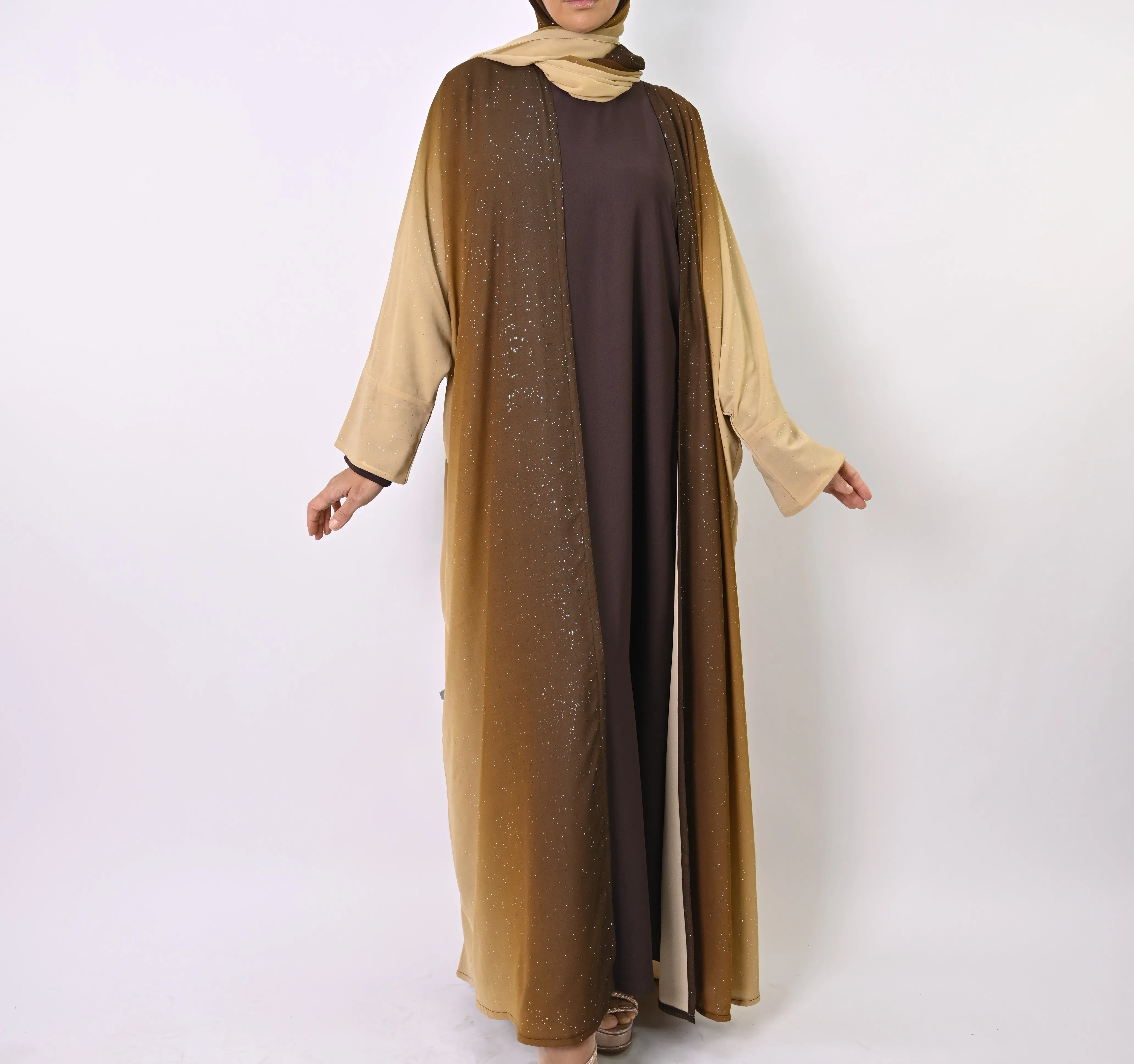 Ombre Caramel - Glitter Abaya Set