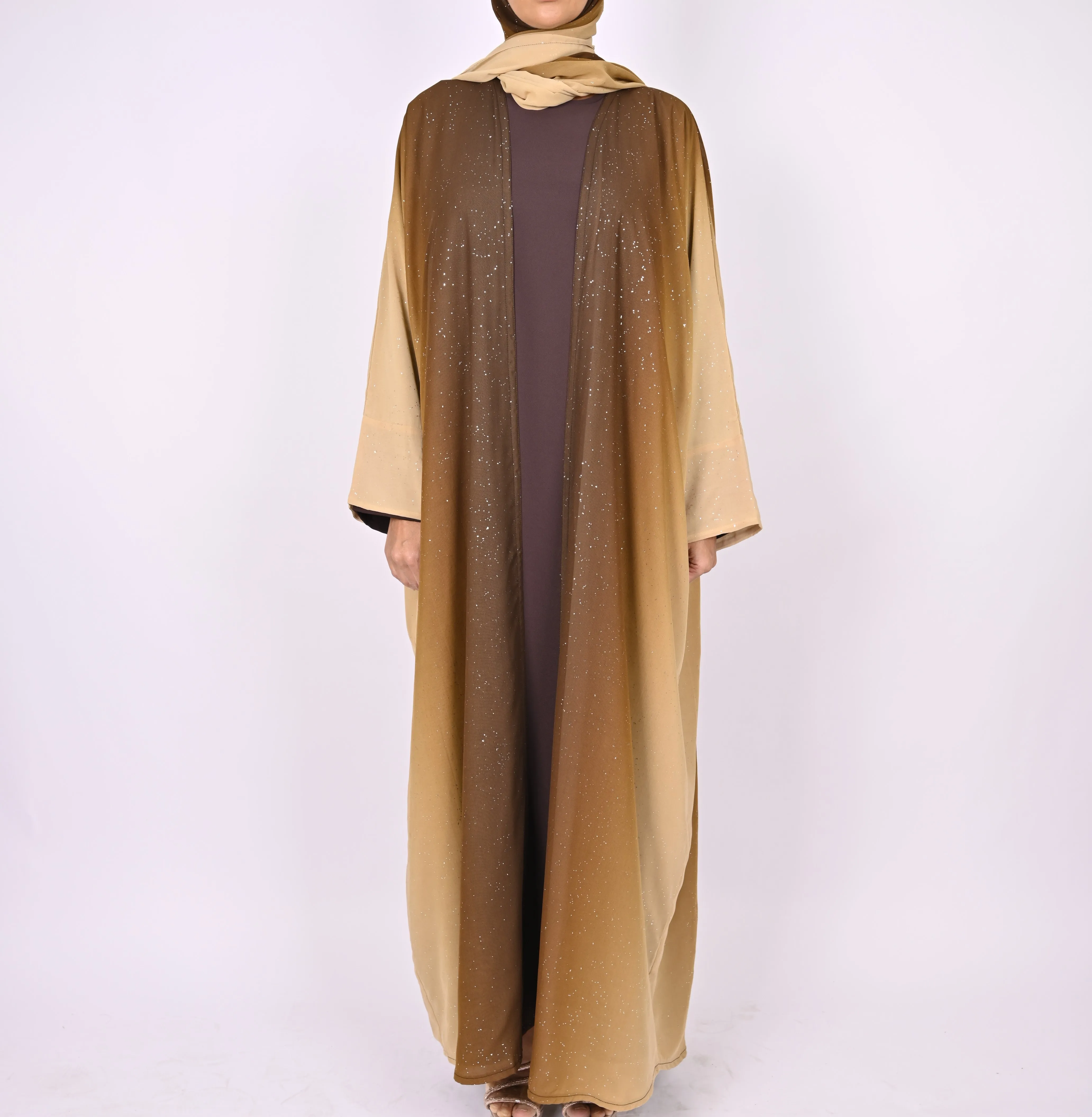 Ombre Caramel - Glitter Abaya Set