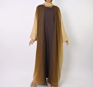 Ombre Caramel - Glitter Abaya Set