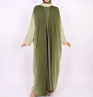 Ombre Green - Glitter Abaya Set