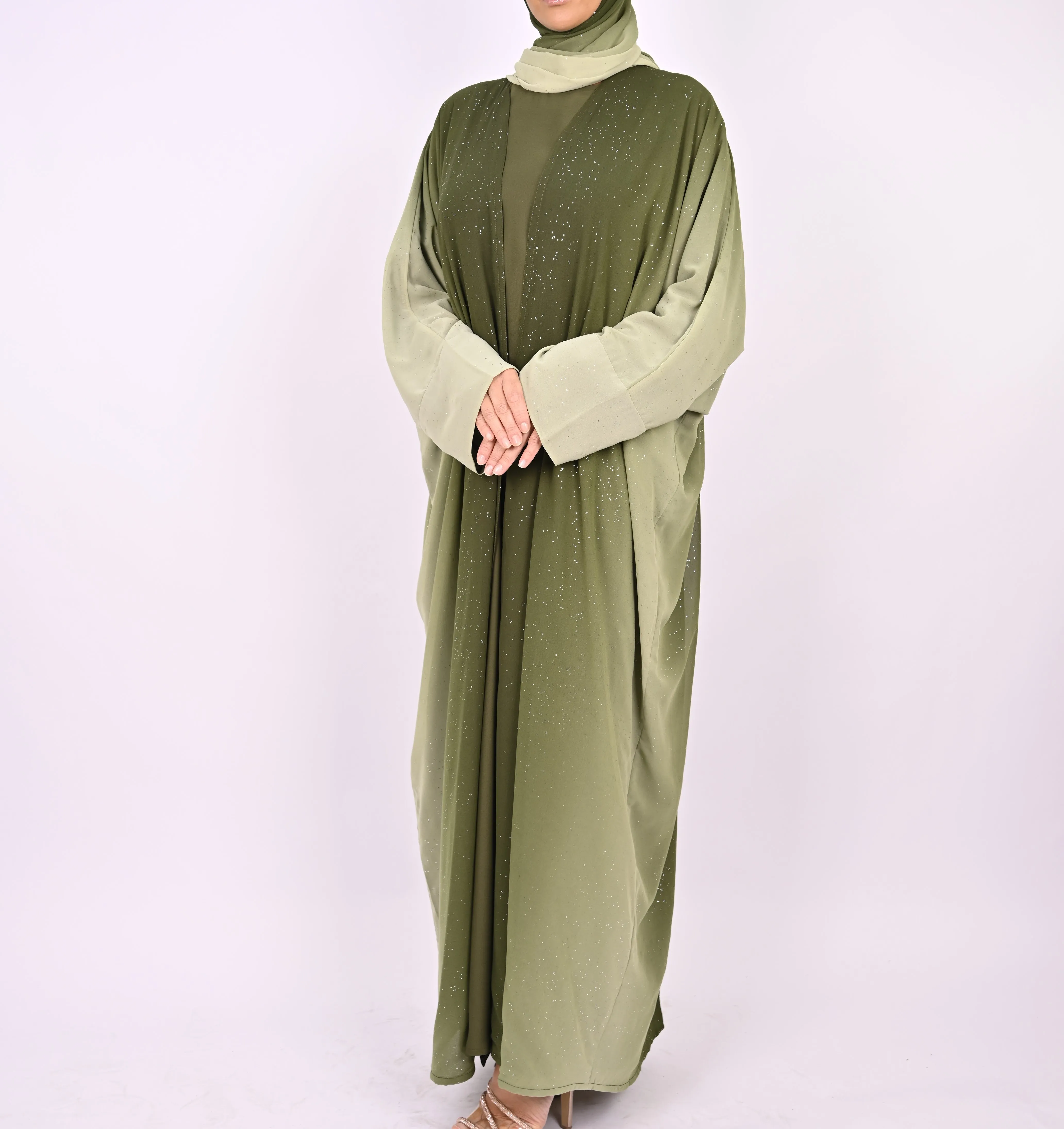 Ombre Green - Glitter Abaya Set