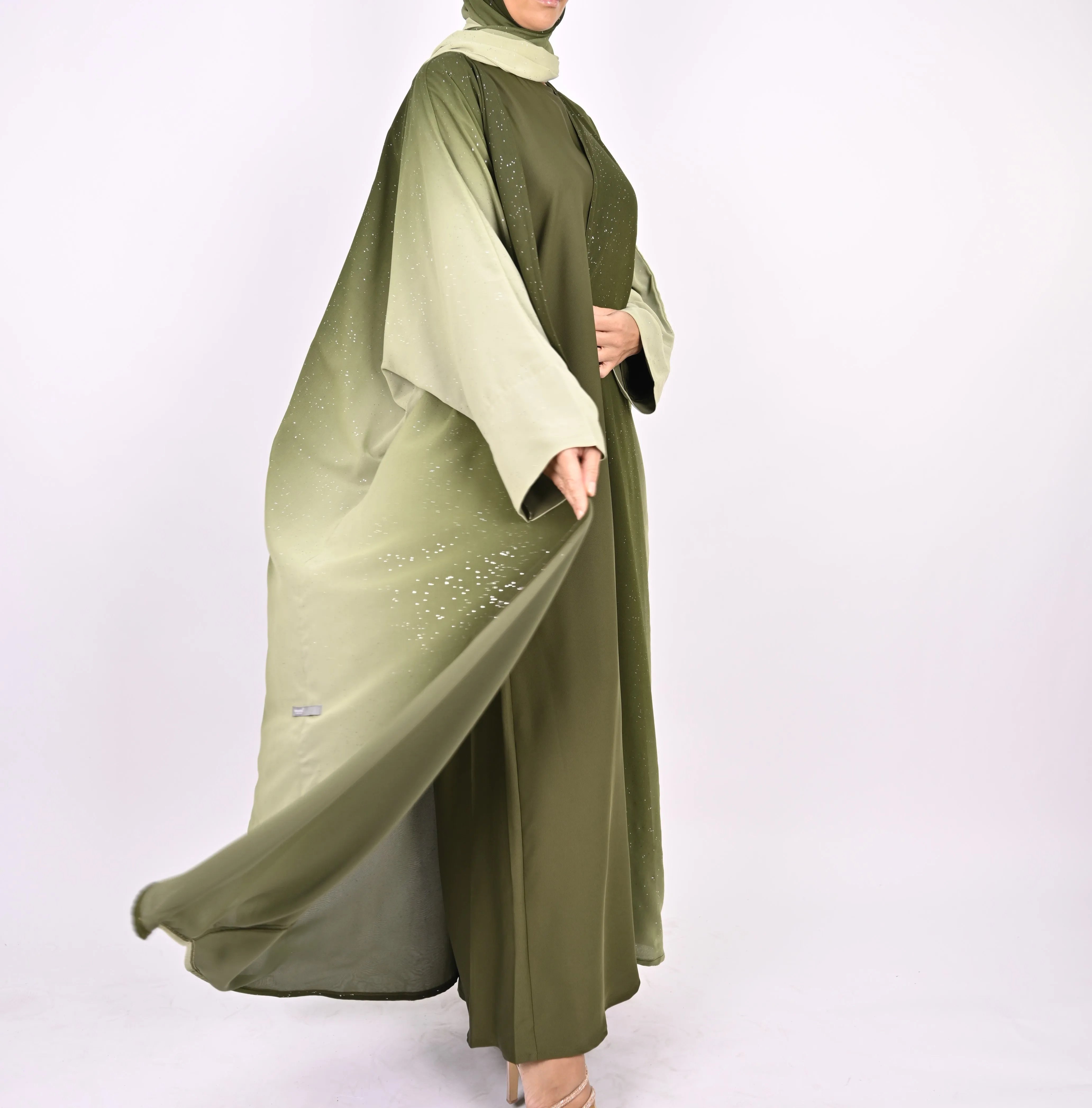 Ombre Green - Glitter Abaya Set
