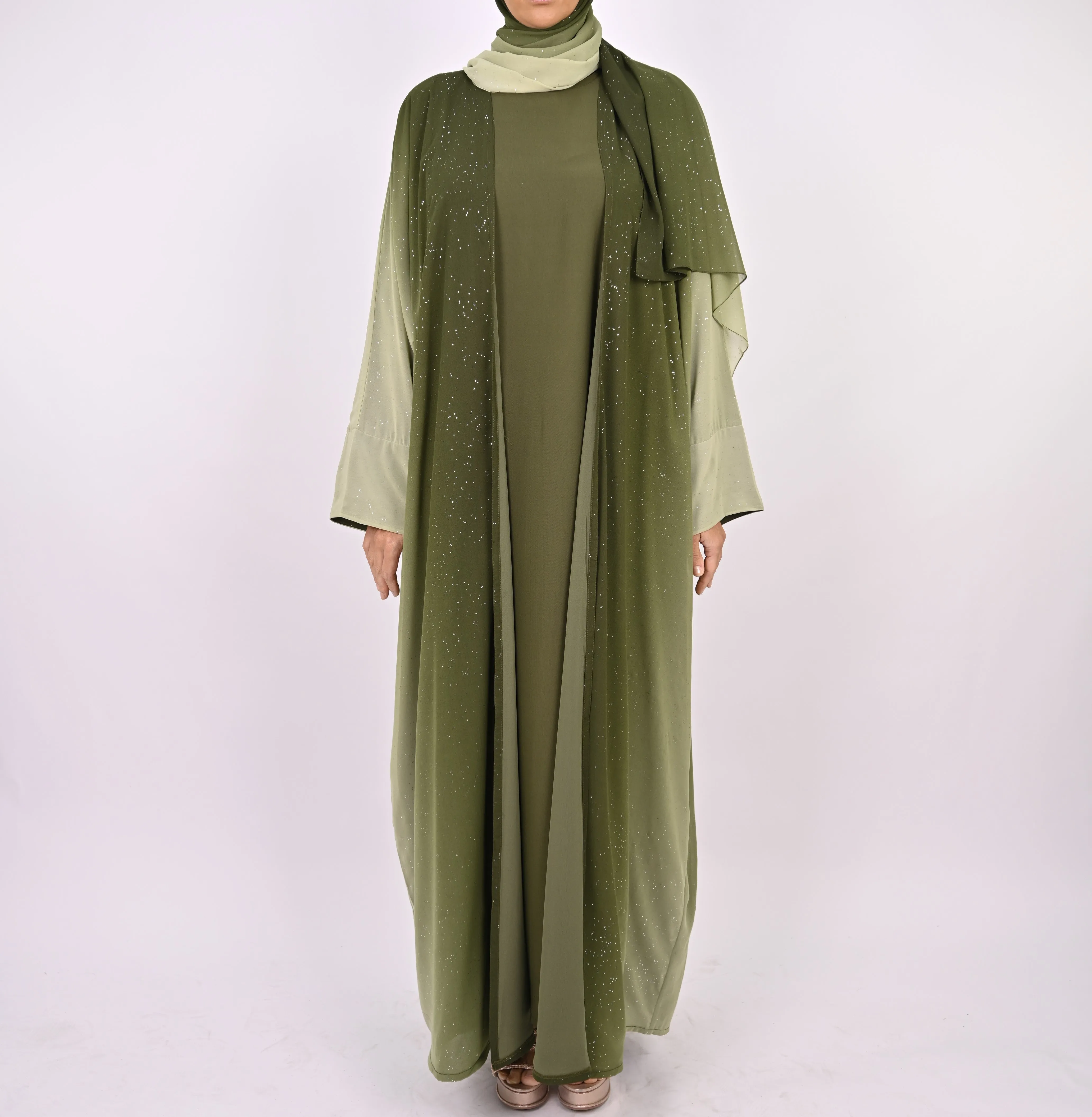 Ombre Green - Glitter Abaya Set