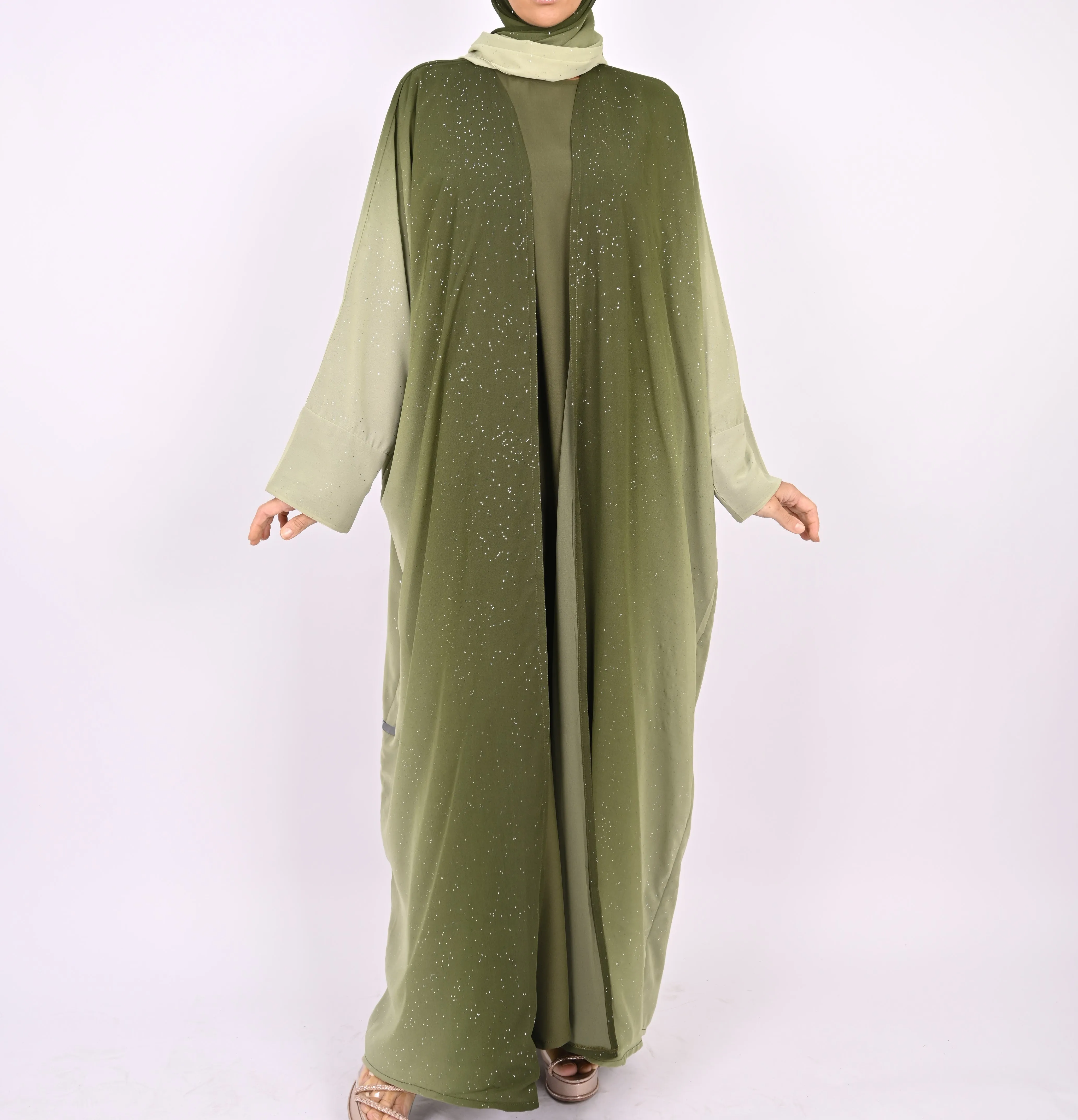 Ombre Green - Glitter Abaya Set