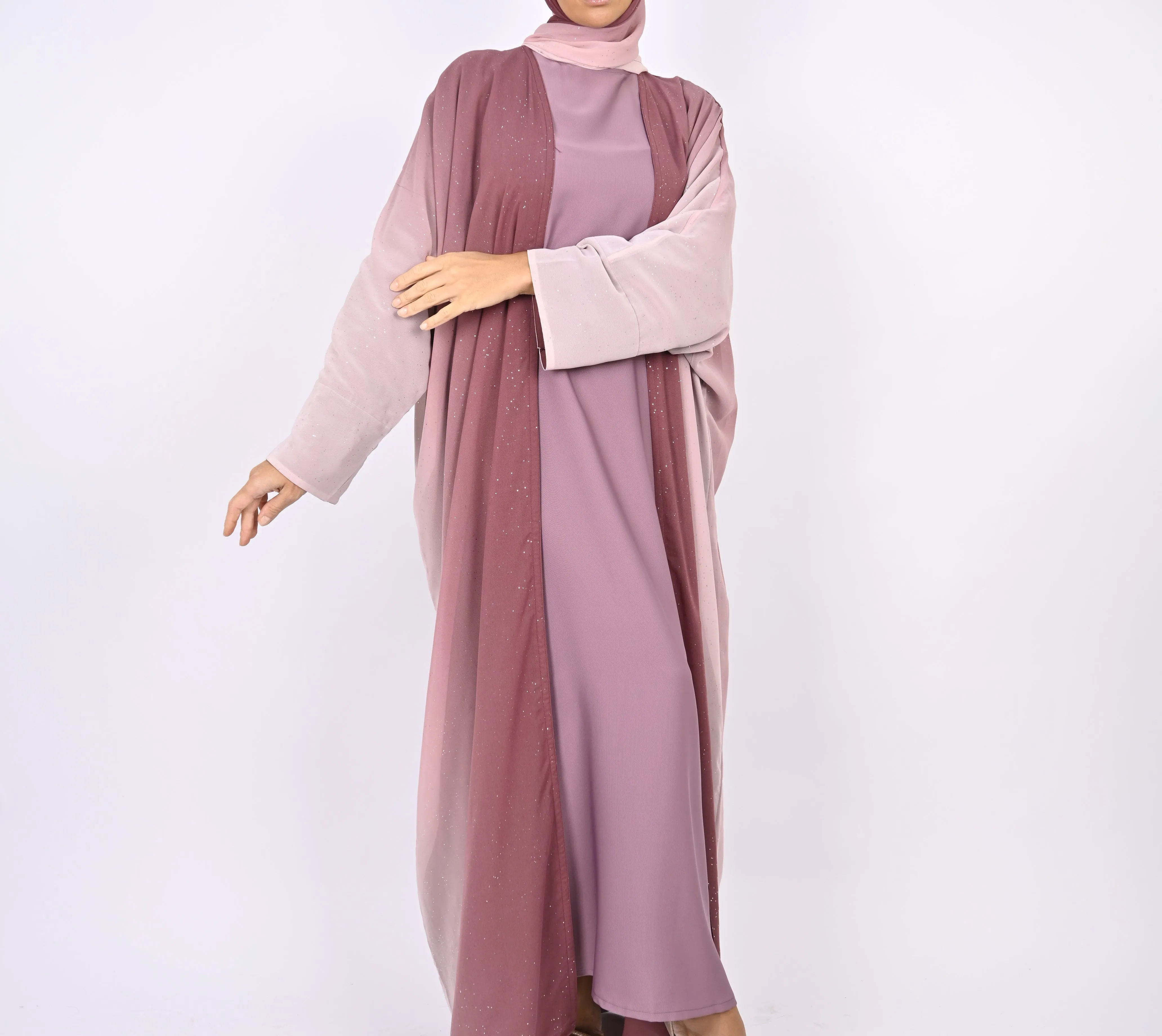 Ombre Pink - Glitter Abaya Set