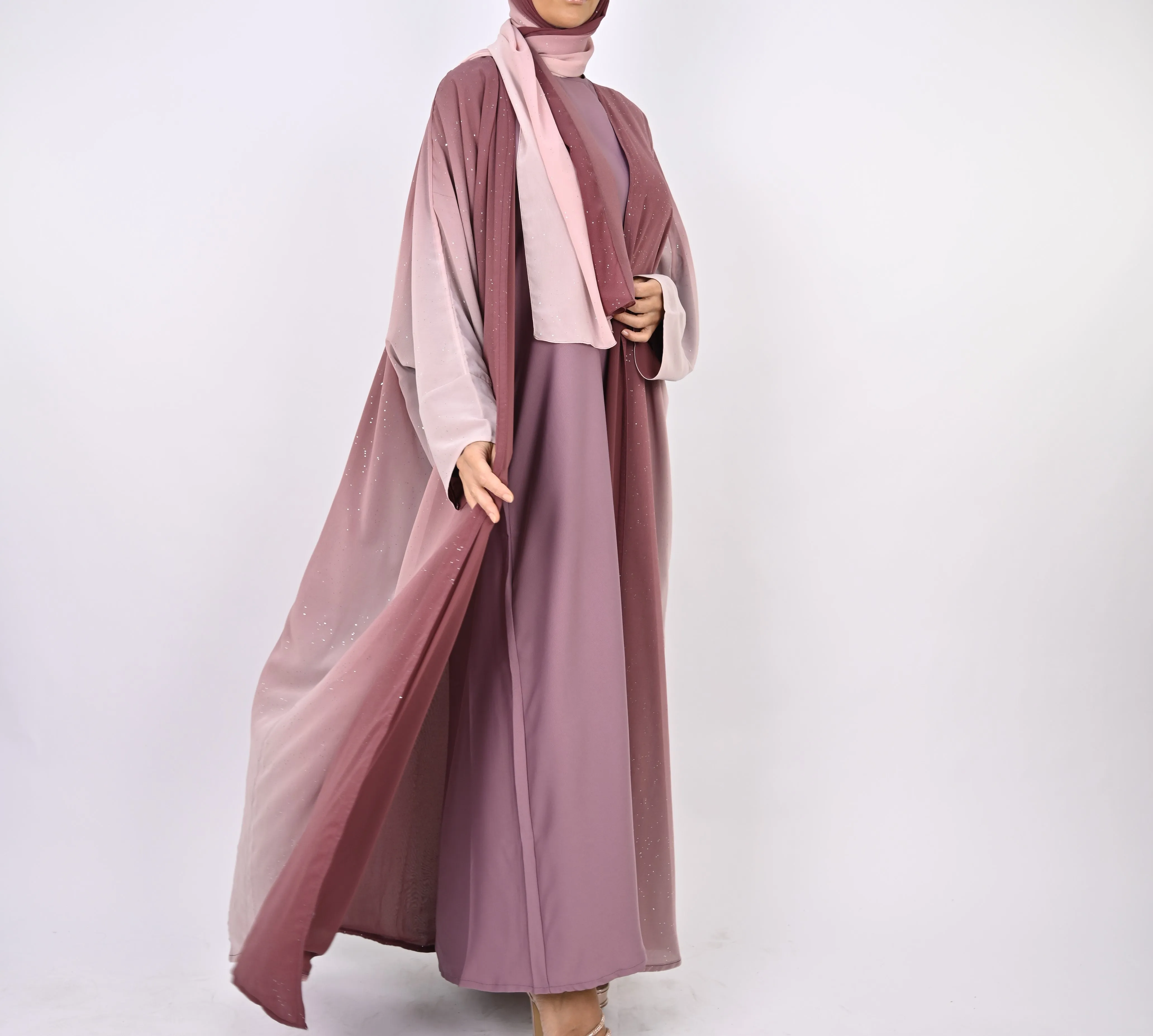 Ombre Pink - Glitter Abaya Set