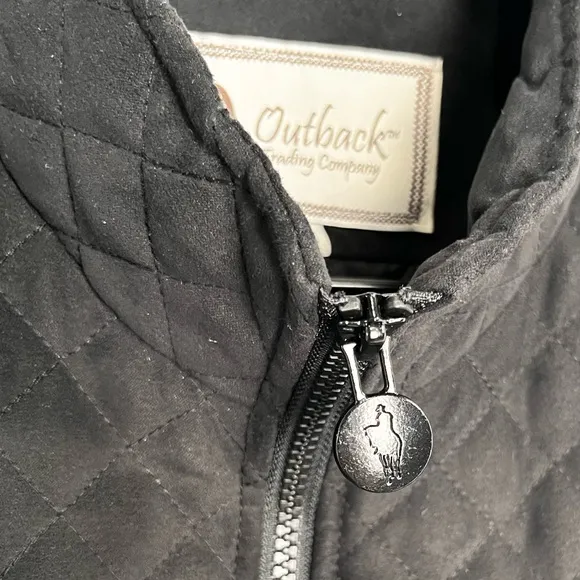 Outback Trading Company Quilted Grand Prix Vest Women L Black Full Zip Western
