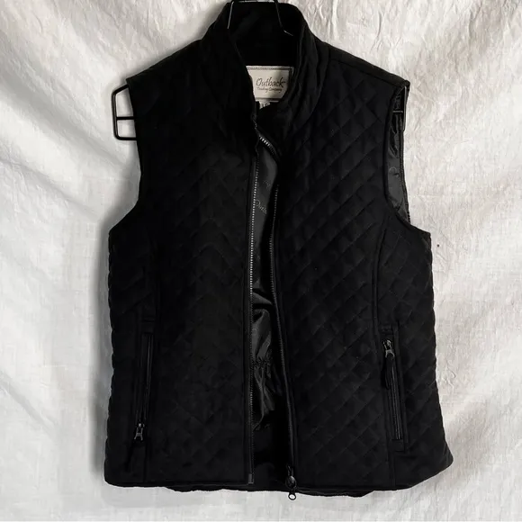 Outback Trading Company Quilted Grand Prix Vest Women L Black Full Zip Western