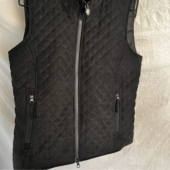 Outback Trading Company Quilted Grand Prix Vest Women L Black Full Zip Western