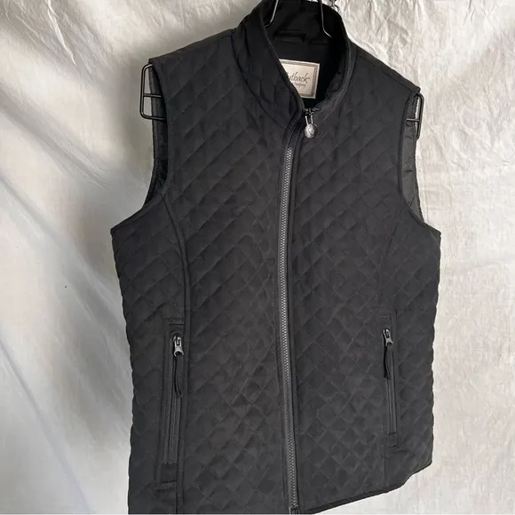 Outback Trading Company Quilted Grand Prix Vest Women L Black Full Zip Western