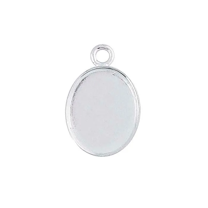 Oval Bezel Pendant Blank Silver