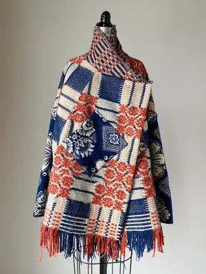 overshot coverlet cocoon with floral coverlet sleeves