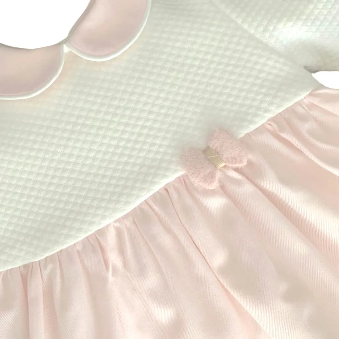 Pale Pink and Winter White Cotton Dress