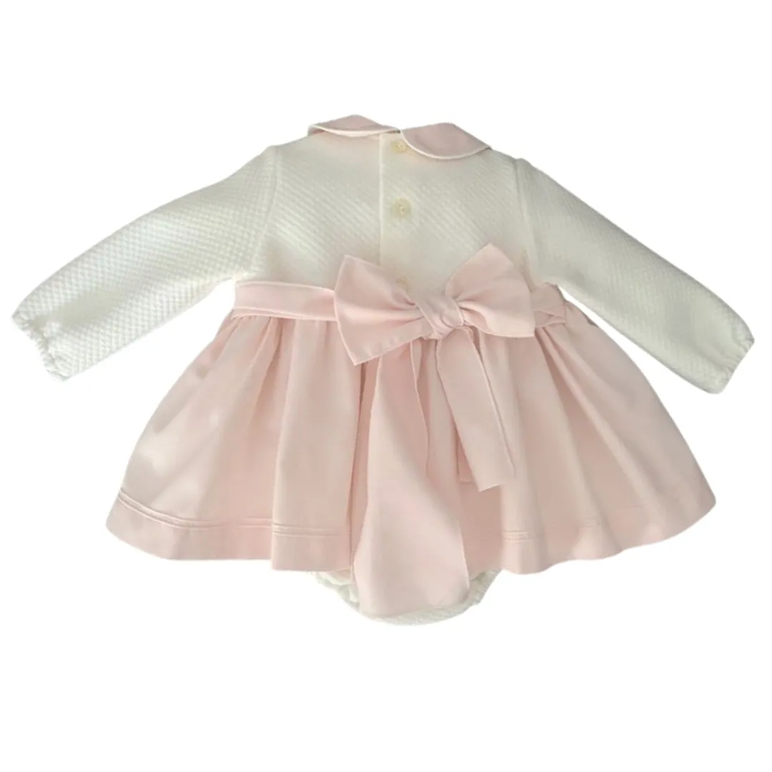 Pale Pink and Winter White Cotton Dress