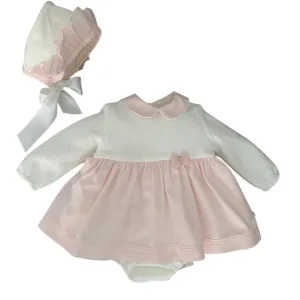 Pale Pink and Winter White Cotton Dress