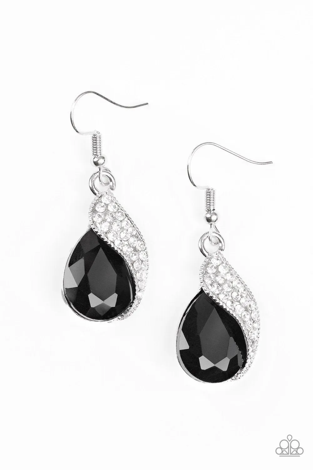 Paparazzi - Easy Elegance - Black Rhinestone Earring
