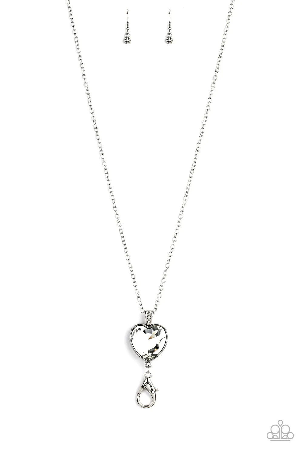 Paparazzi Lovely Luminosity - White Heart Lanyard