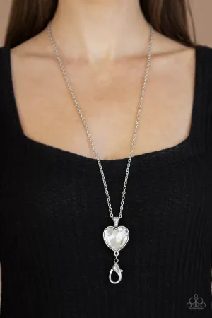 Paparazzi Lovely Luminosity - White Heart Lanyard