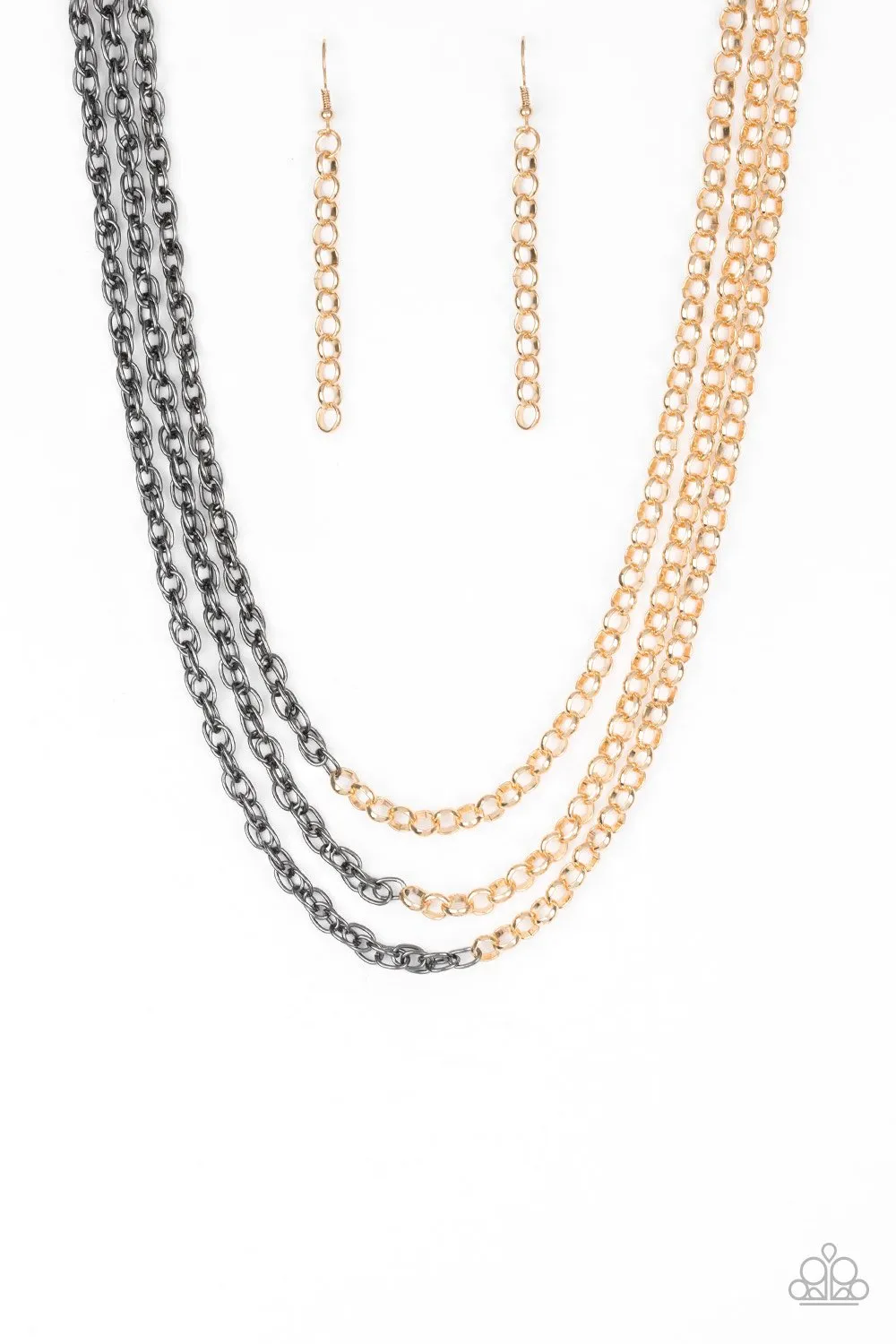 Paparazzi Metro Madness - Gold and Gunmetal Necklace