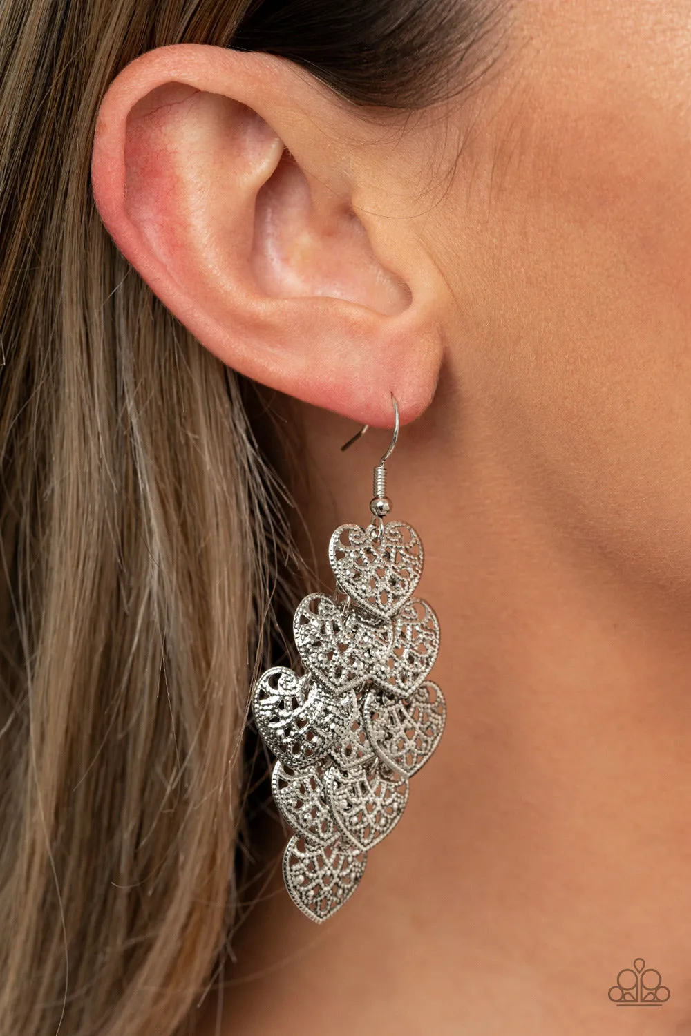 Paparazzi Shimmery Soulmates - Heart Earrings