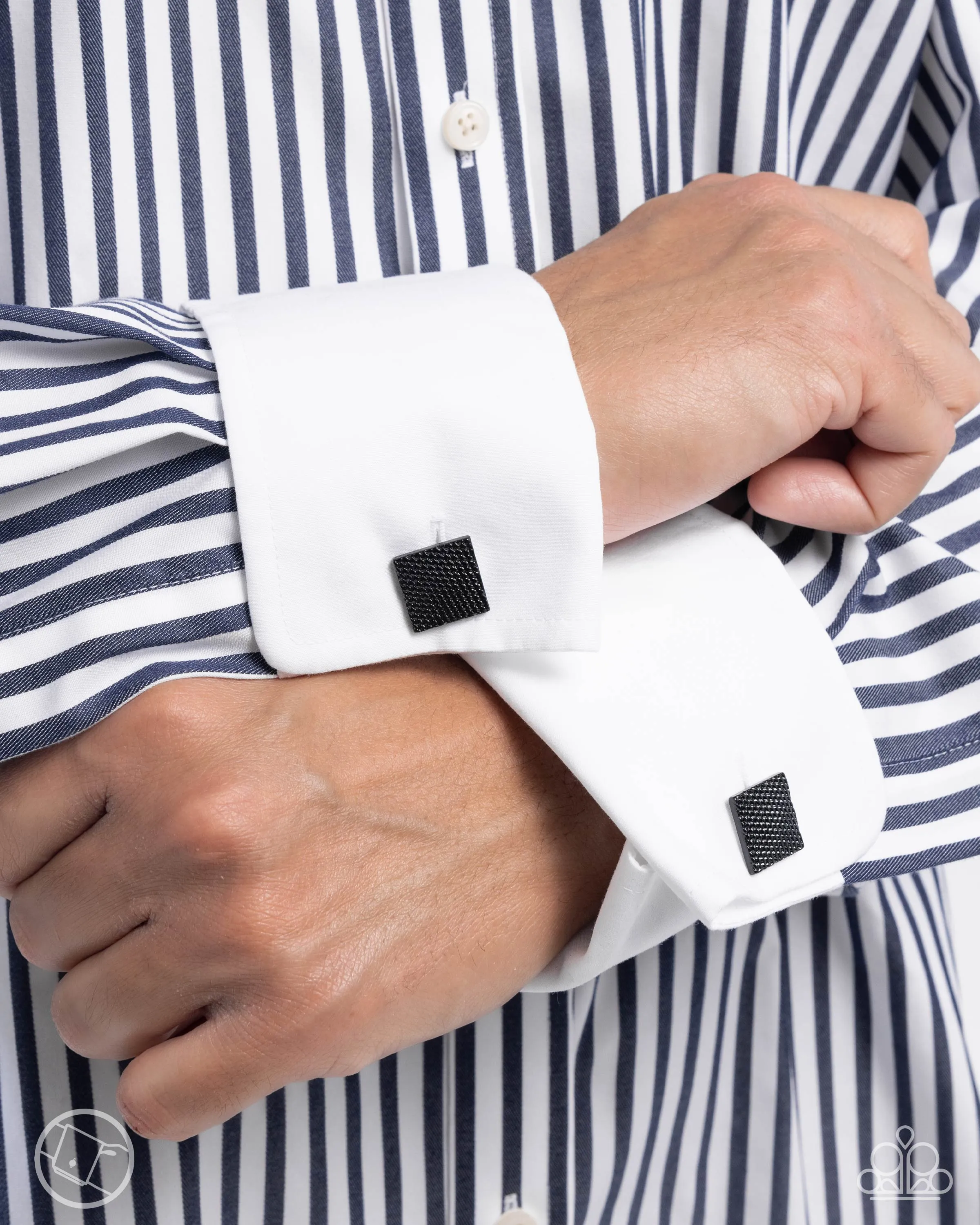 Paparazzi Shimmery Strength - Black Cuff Links