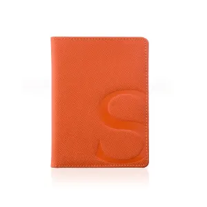 Passport Cover in Orange Textured Leather