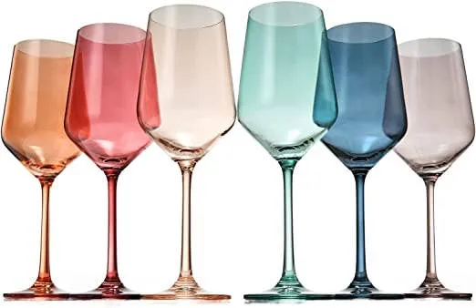 Pastel Color Wine Glasses Set of 6