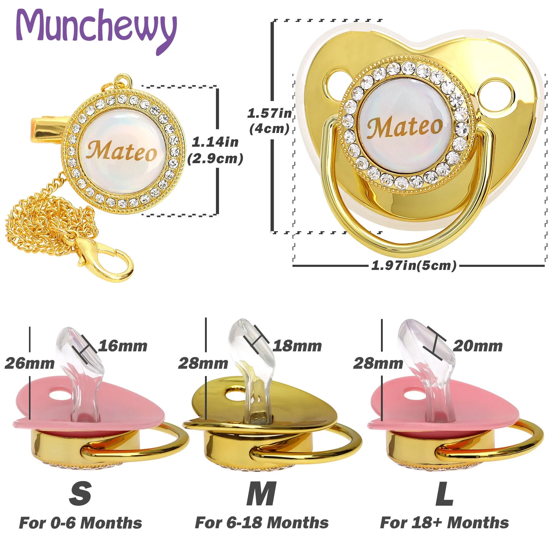 Personalized Pacifier & Pacifier Clip with Name