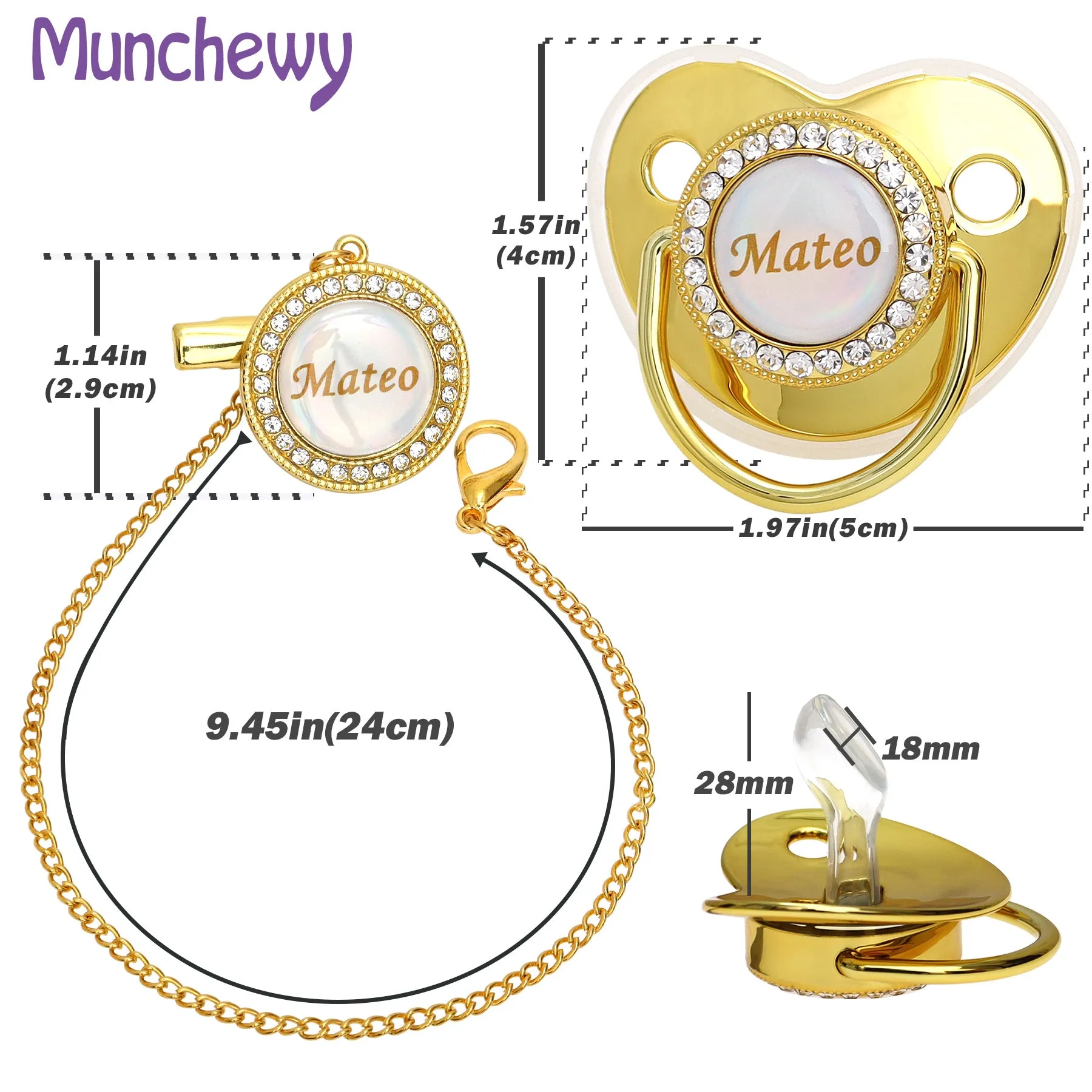 Personalized Pacifier & Pacifier Clip with Name