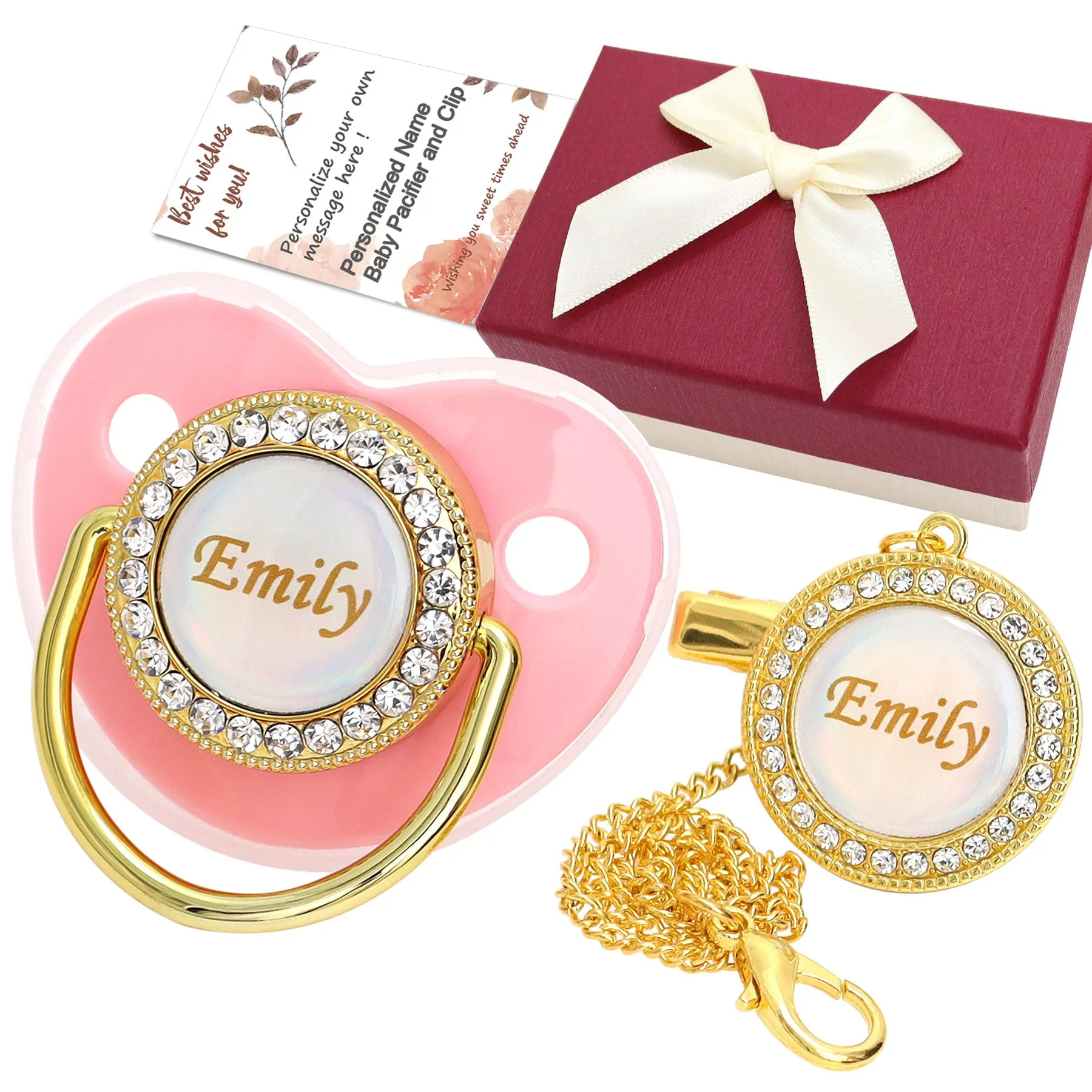 Personalized Pacifier & Pacifier Clip with Name