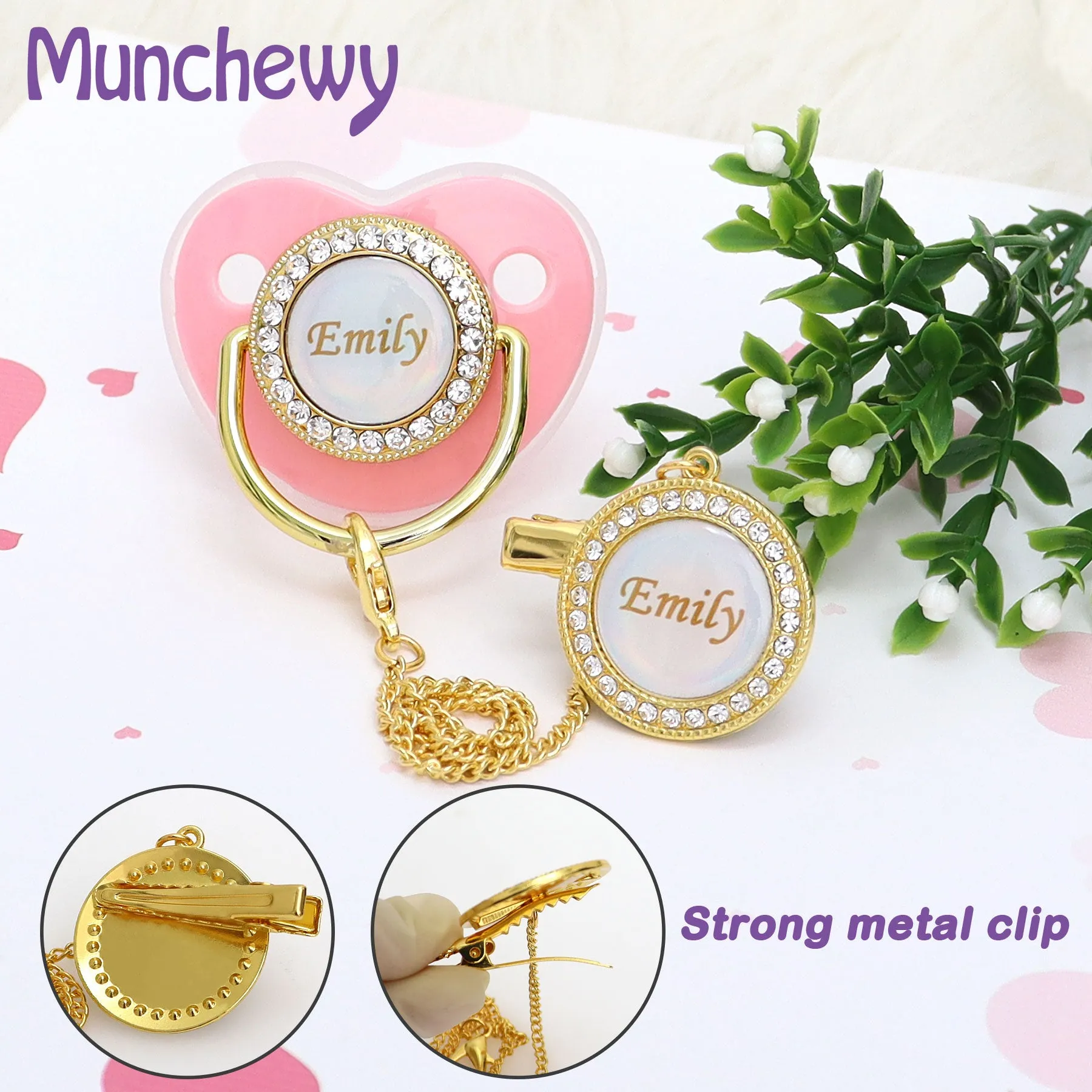 Personalized Pacifier & Pacifier Clip with Name