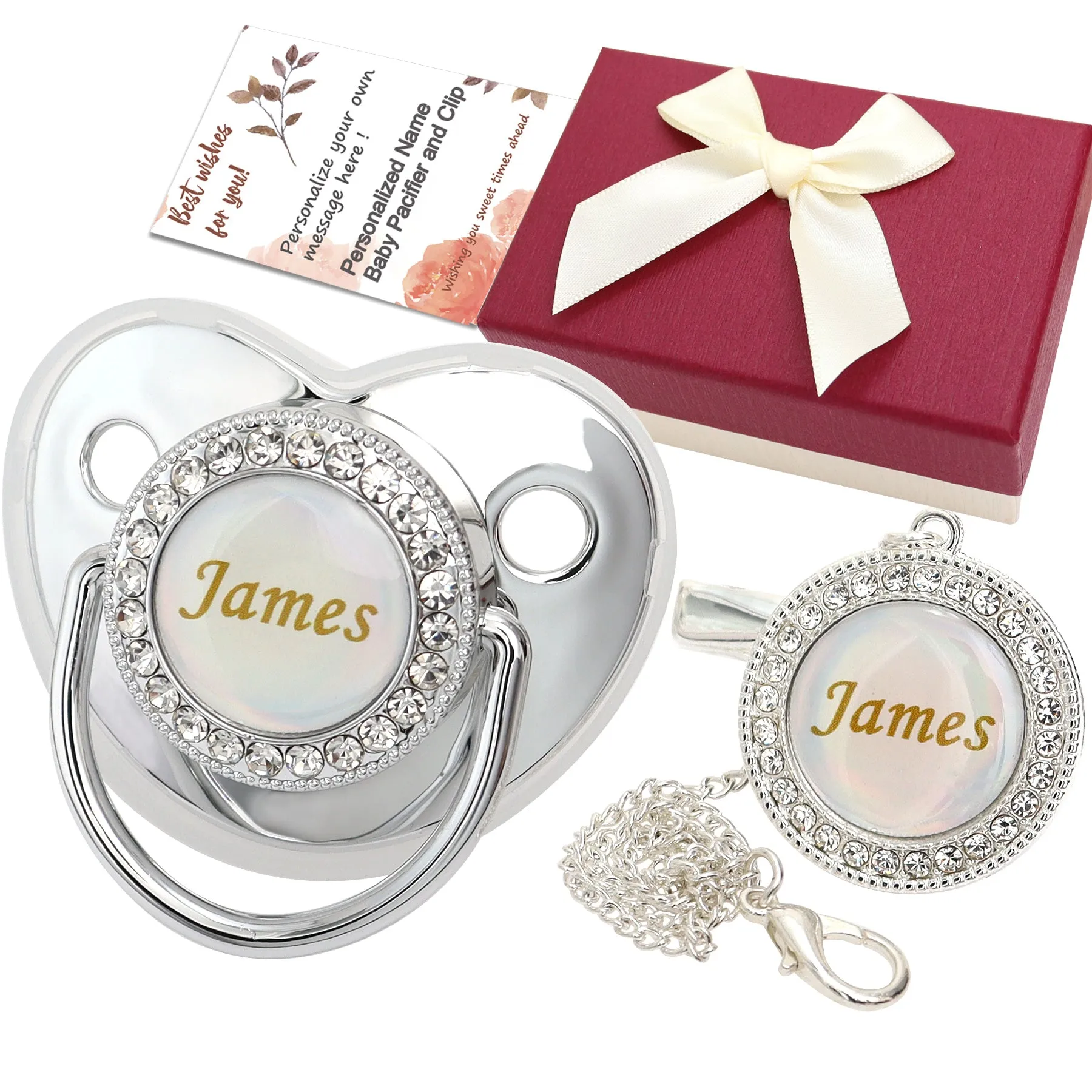 Personalized Pacifier & Pacifier Clip with Name