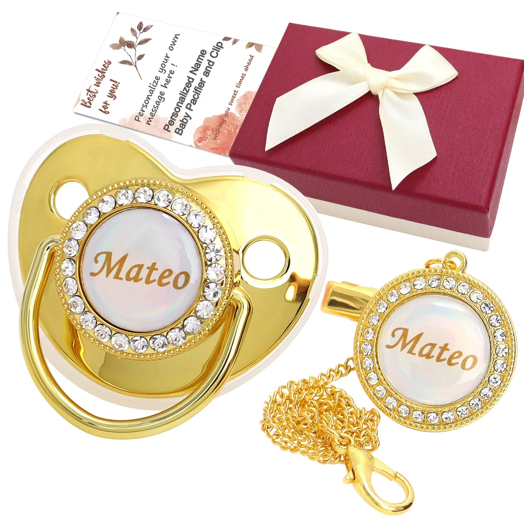 Personalized Pacifier & Pacifier Clip with Name