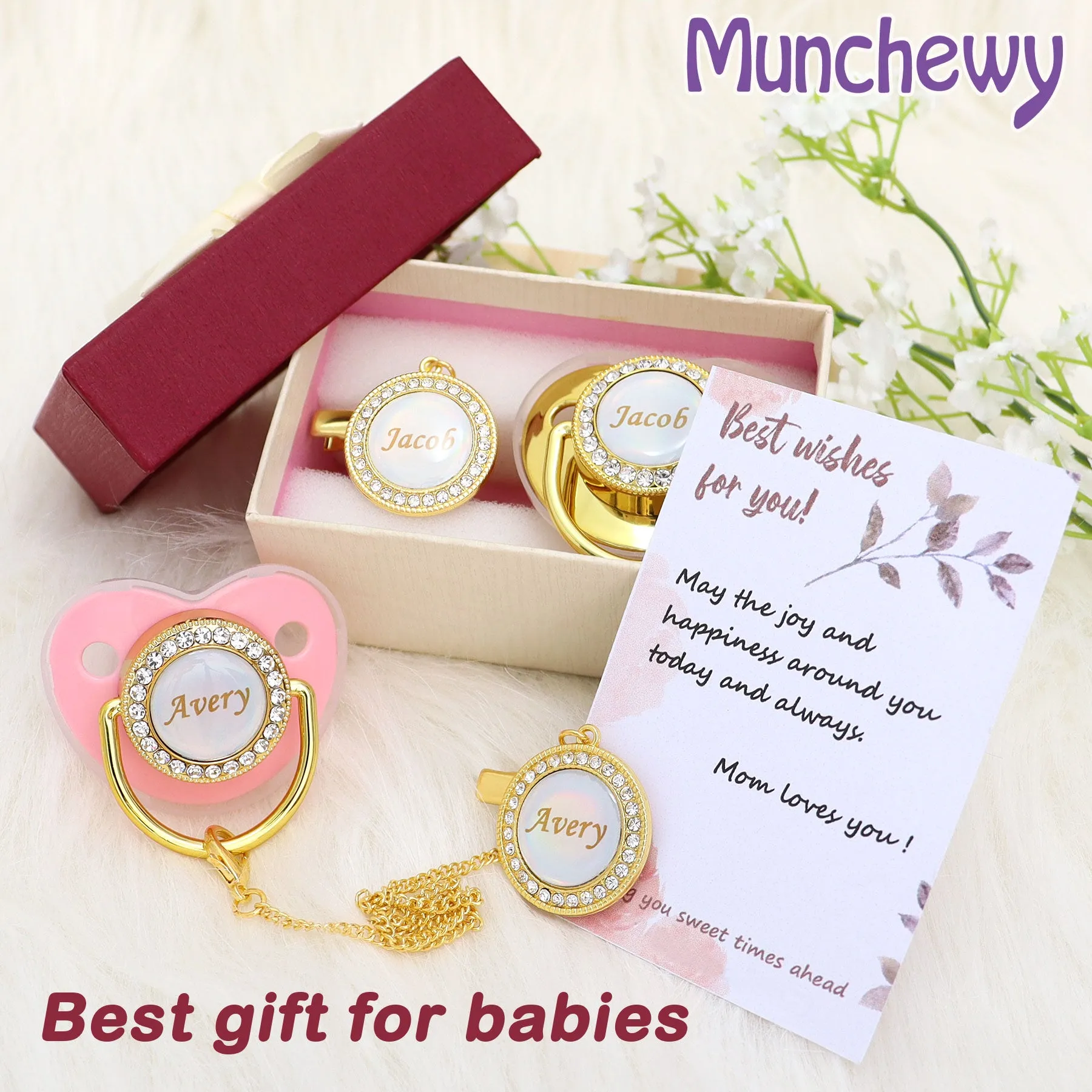 Personalized Pacifier & Pacifier Clip with Name