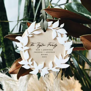 Personalized Wood   Acrylic Family Wreath Christmas Ornament