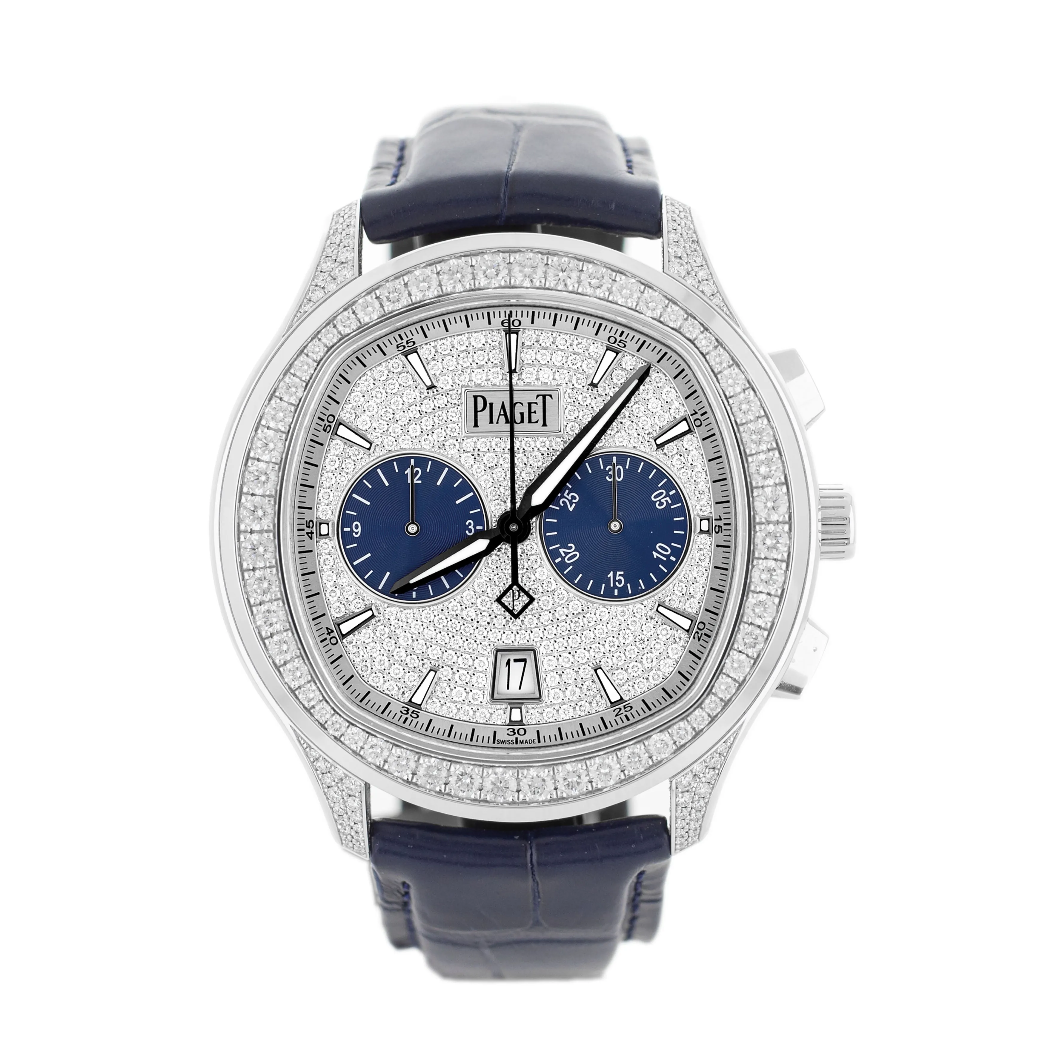 Piaget Polo Chronograph White Gold Diamond Dial 42mm G0A46049 Full Set