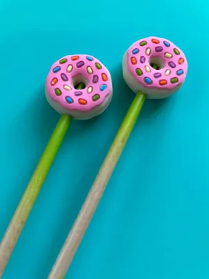 Pink Donut Knitting Needle Point Caps Stocking Stuffers Gift