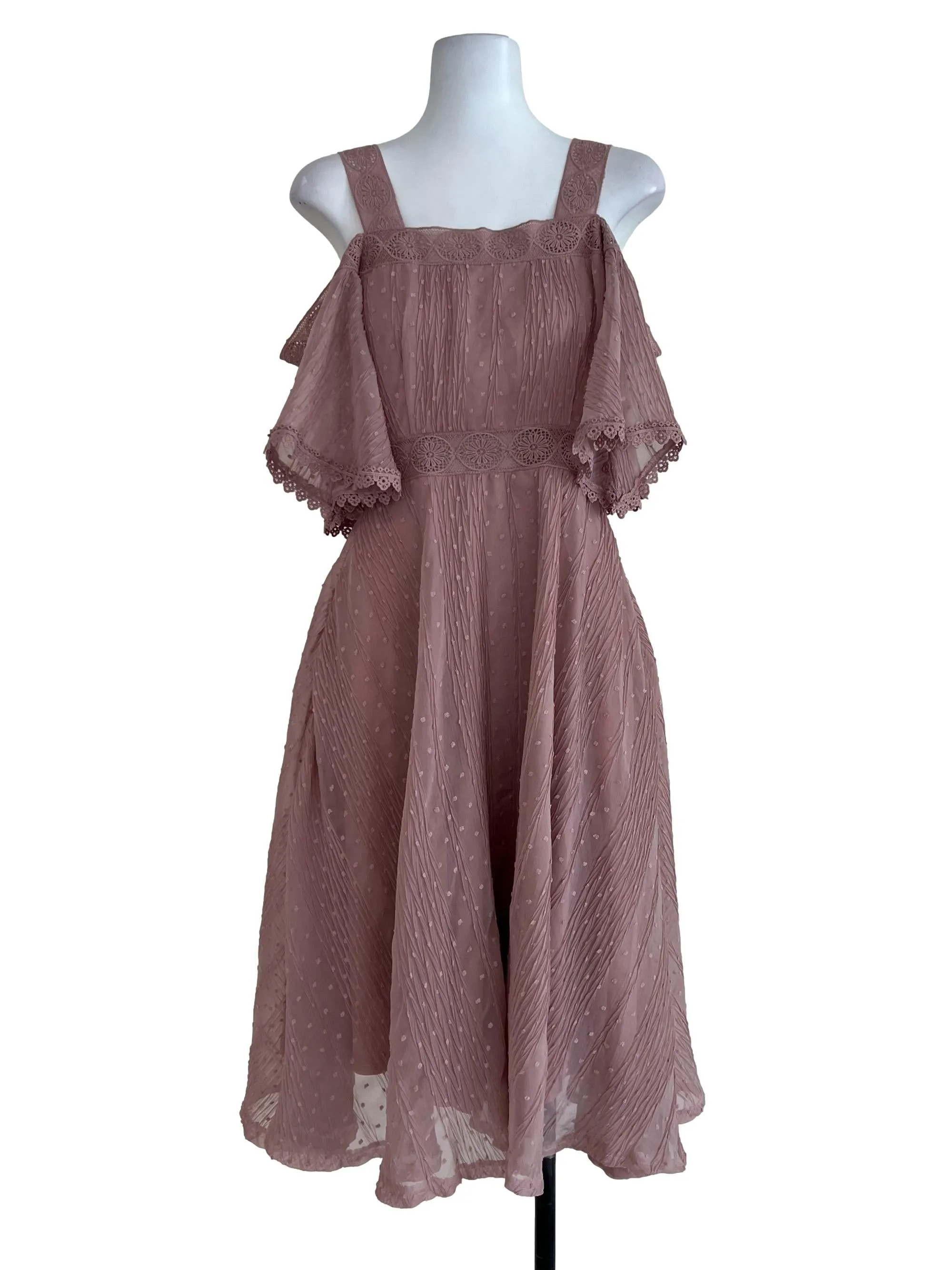 Pink Lace Textured Dress