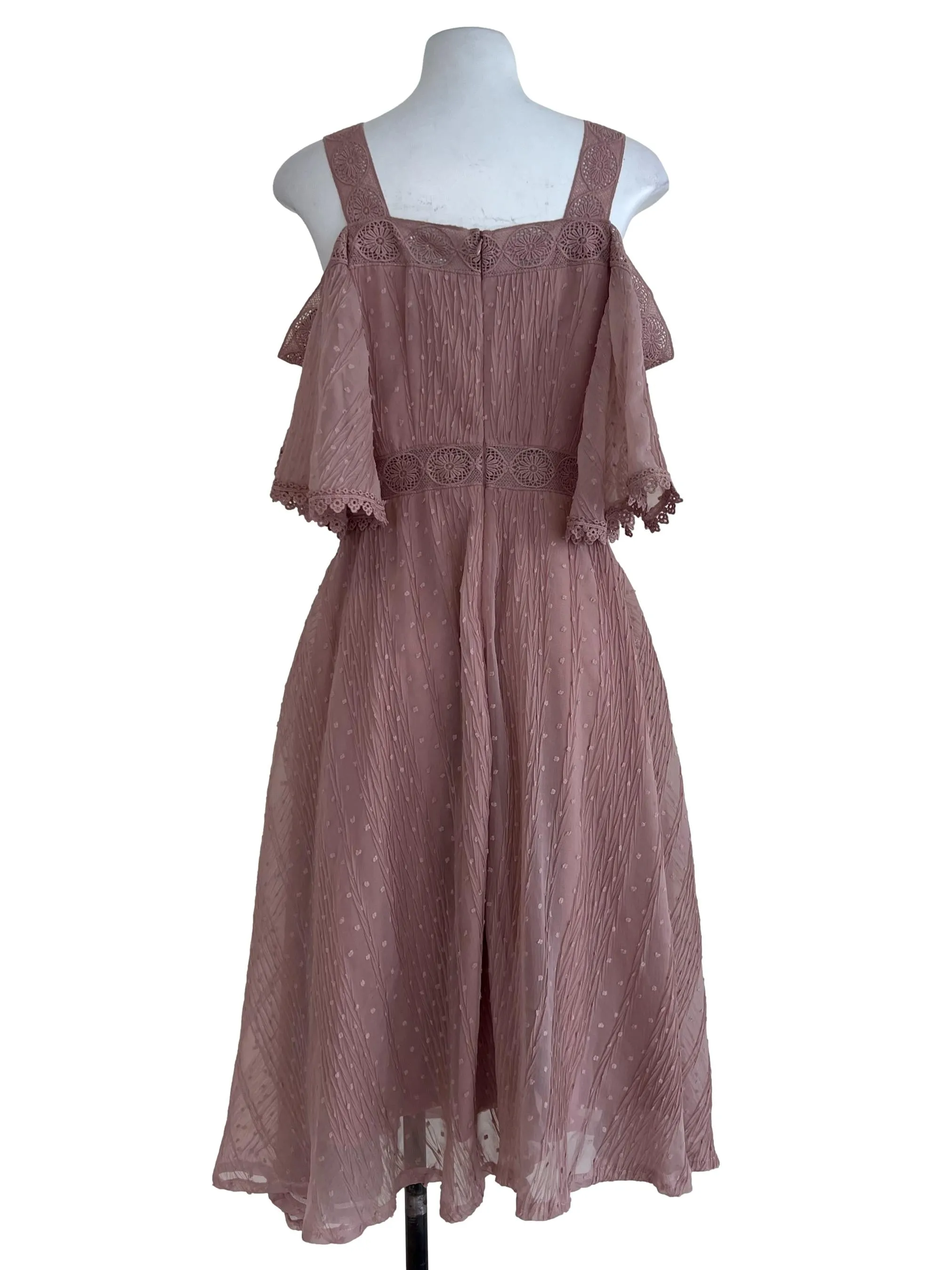 Pink Lace Textured Dress
